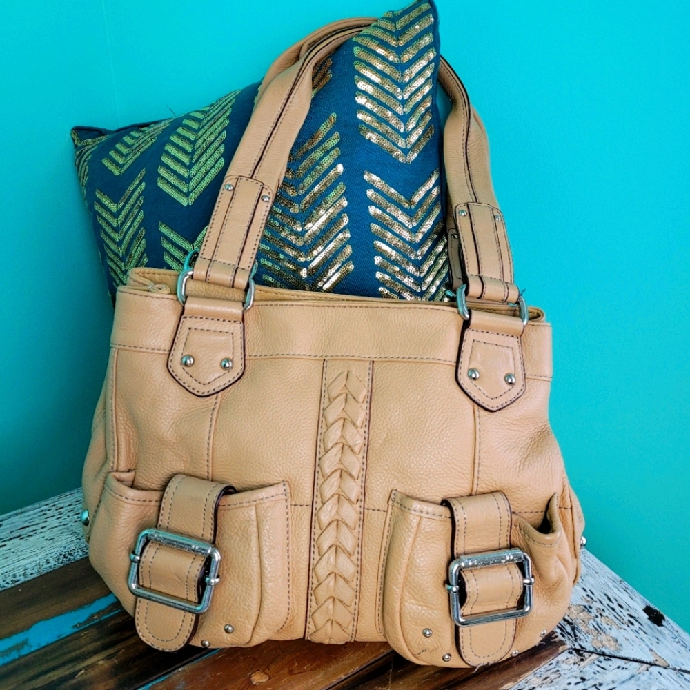 Tignanello tan leather over the shoulder handbag